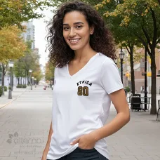 T-shirt col en V pour femme fabriqué au Québec_Blanc