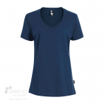 T-shirt en coton bio pour femme avec large col rond - Marine