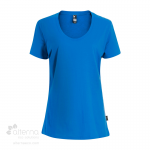 T-shirt en coton bio pour femme avec large col rond - bleu