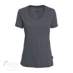T-shirt en coton bio pour femme avec large col rond - Noir chiné