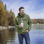 Chandail à capuchon unisexe fabriqué au Québec_vert armée