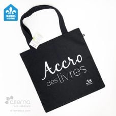Sac fourre-tout en poly-coton noir. Certification fabriqué au Québec.