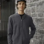 Veste bomber unisexe fabriquée au Québec_chiné noir