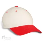 Casquette style Baseball fabriquée au Québec_beige et rouge