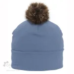 Tuque unisexe en coton bio avec pompon fabriquée au Québec_Denim