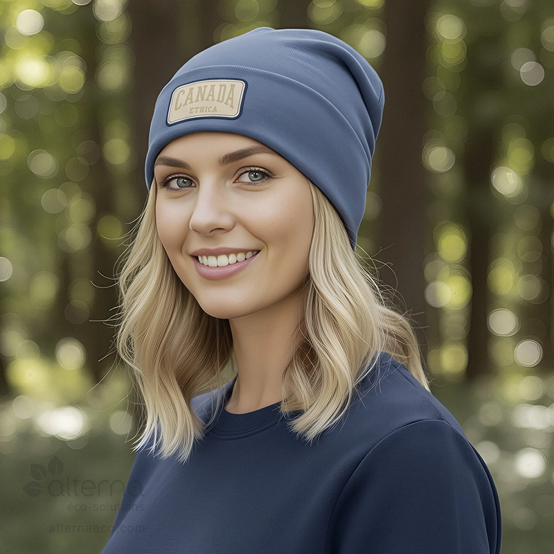 Tuque en coton bio unisexe fabriquée au Québec_Denim