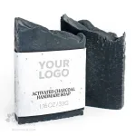 Savon artisanal fabriqué au canada avec étiquette ensemencée_charbon