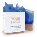Savon artisanal fabriqué au canada avec étiquette ensemencée_océan