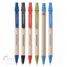 Stylo à bille en papier recyclé identifié au Québec.