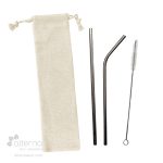 Ensemble de deux pailles acier inoxydable avec brosse (3 pièces)