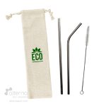 Ensemble de deux pailles réutilisables en acier inoxydable (avec brosse)