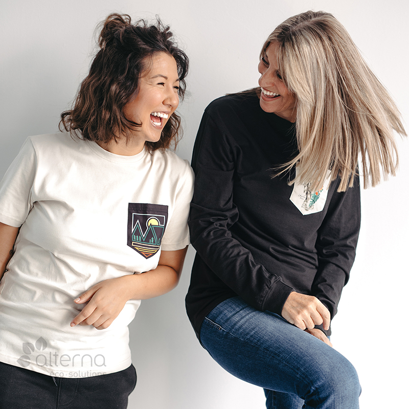 T-shirt hyper personnalisé unisexe et chandail manches longues hyper personnalisable unisexe entreprise carboneutre