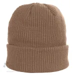 Tuque côtelée en polyester recyclé conçue et décorée au Québec_Café