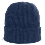 Tuque côtelée en polyester recyclé conçue et décorée au Québec_Bleu minuit