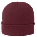Tuque 100 % acrylique ou 50% polyester recyclé / 50 % acrylique conçue et décorée au Québec_Bordeaux