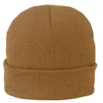 Tuque 100 % acrylique ou 50% polyester recyclé / 50 % acrylique conçue et décorée au Québec_Camel