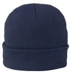 Tuque 100 % acrylique ou 50% polyester recyclé / 50 % acrylique conçue et décorée au Québec_Marine