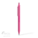 Stylo à bille en plastique recyclé rose flamant identifié au Québec, Canada
