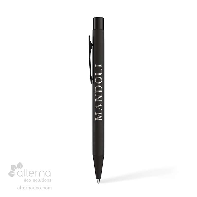Stylo en aluminium recyclé noir identifié au Canada