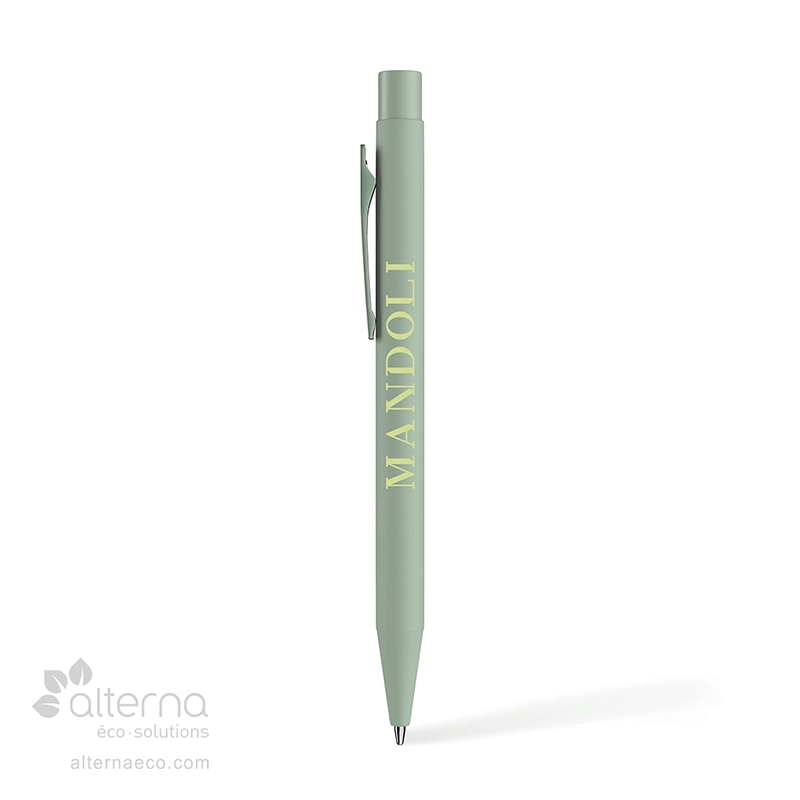 Stylo en aluminium recyclé vert sauge identifié au Canada
